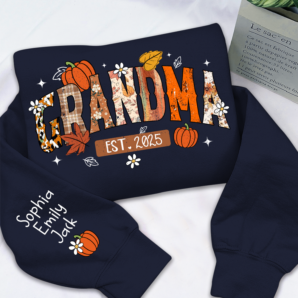 Custom Grandma Pumkin Sweatshirt, Personalized For Grandma And Kids