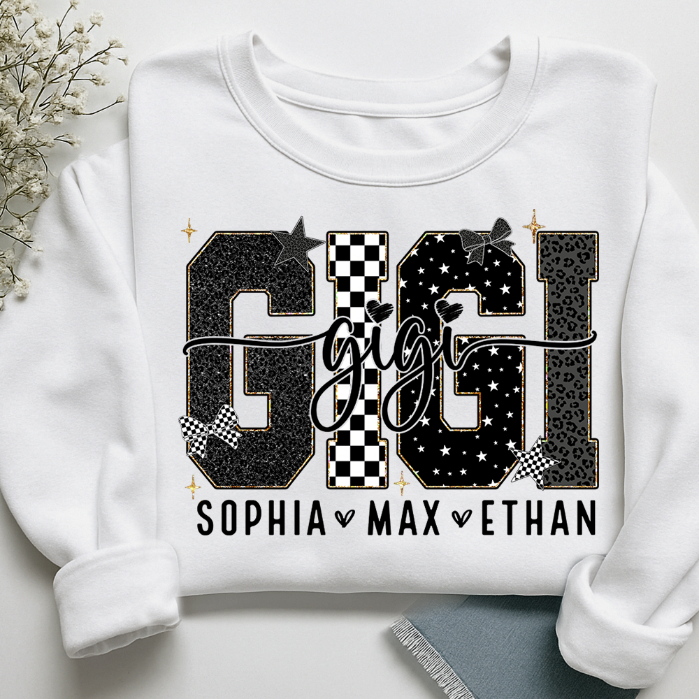 Gigi Style Star Plaid Design, Custom Gifts for Grandma and Grandchild