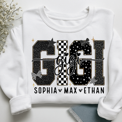 Gigi Style Star Plaid Design, Custom Gifts for Grandma and Grandchild