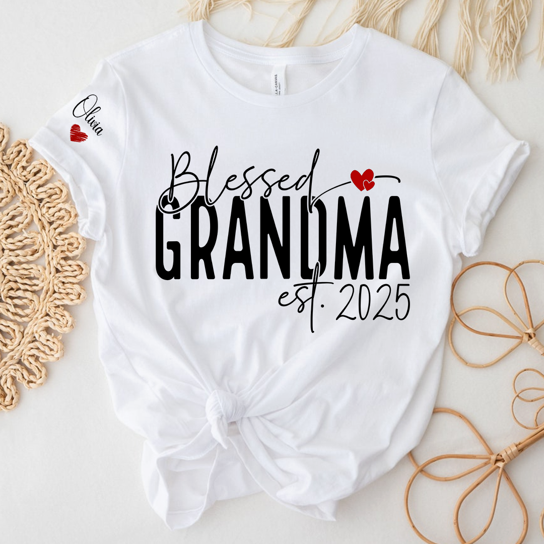 Blessed Grandma And Kids Custom T-Shirt 2025, Give Grandma