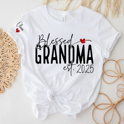 Blessed Grandma And Kids Custom T-Shirt 2025, Give Grandma