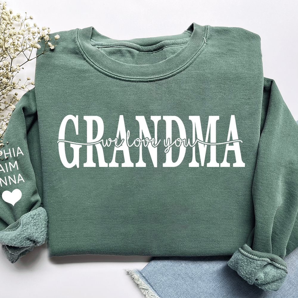 Grandma Sweatshirt Loved Beyond Measure, Personalized Grandma Crewneck with Grandkids Names, Minimal Family Style