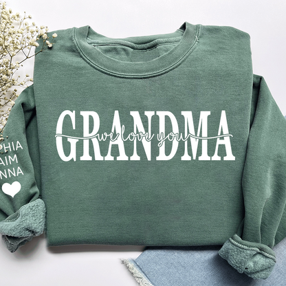 Grandma Sweatshirt Loved Beyond Measure, Personalized Grandma Crewneck with Grandkids Names, Minimal Family Style