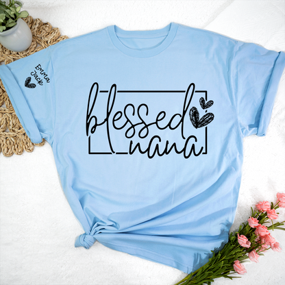 Blessed Grandma Shirt, Custom Grandkids Names, Heart Design T-Shirt, Perfect Gift for Grandma