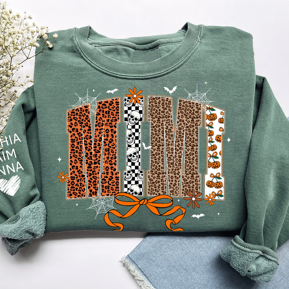 Personalized Coquette Halloween Mimi, Gift for Grandma with Leopard And Custom Name