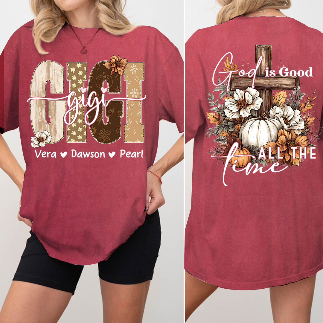 Personalized God Is Good All The Time T-shirt, Gift for Grandma and Kids