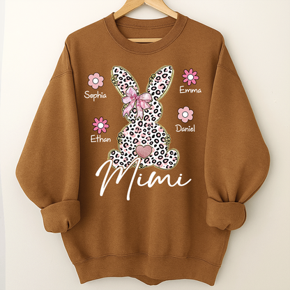 Personalized Nana Bunny Sweatshirt With Kids Names, Easter Gift For Nana