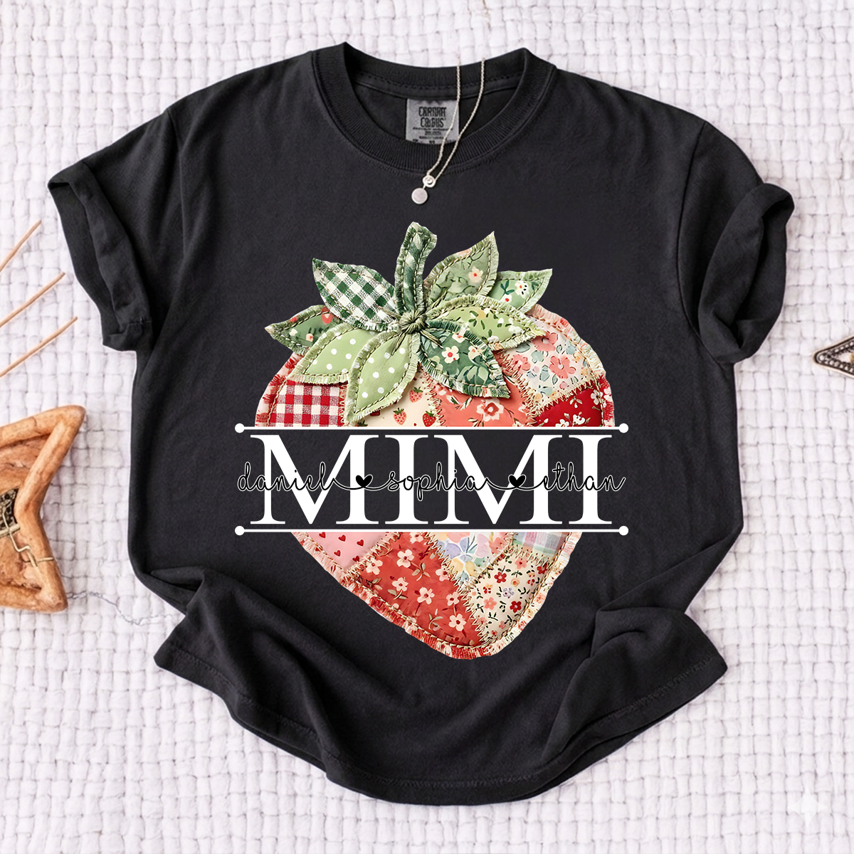 Comfort Colors® Mimi Strawberry Shirt, Personalized Cute Summer Grandma Tee For Gift Grandma And Kids