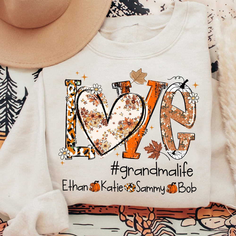 Custom Love Fall, Personalized Halloween for Grandma And Grandkids