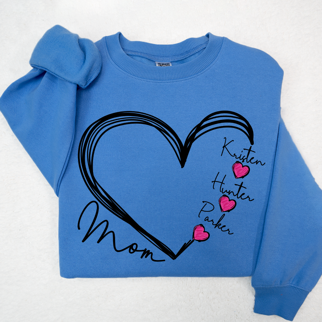 Custom Heart Mom And Kids Valentine's Day LTP01 Sweatshirt