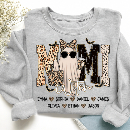 Custom Ghost Sweatshirt for Grandma, Halloween Witch Mimi Boo 2025