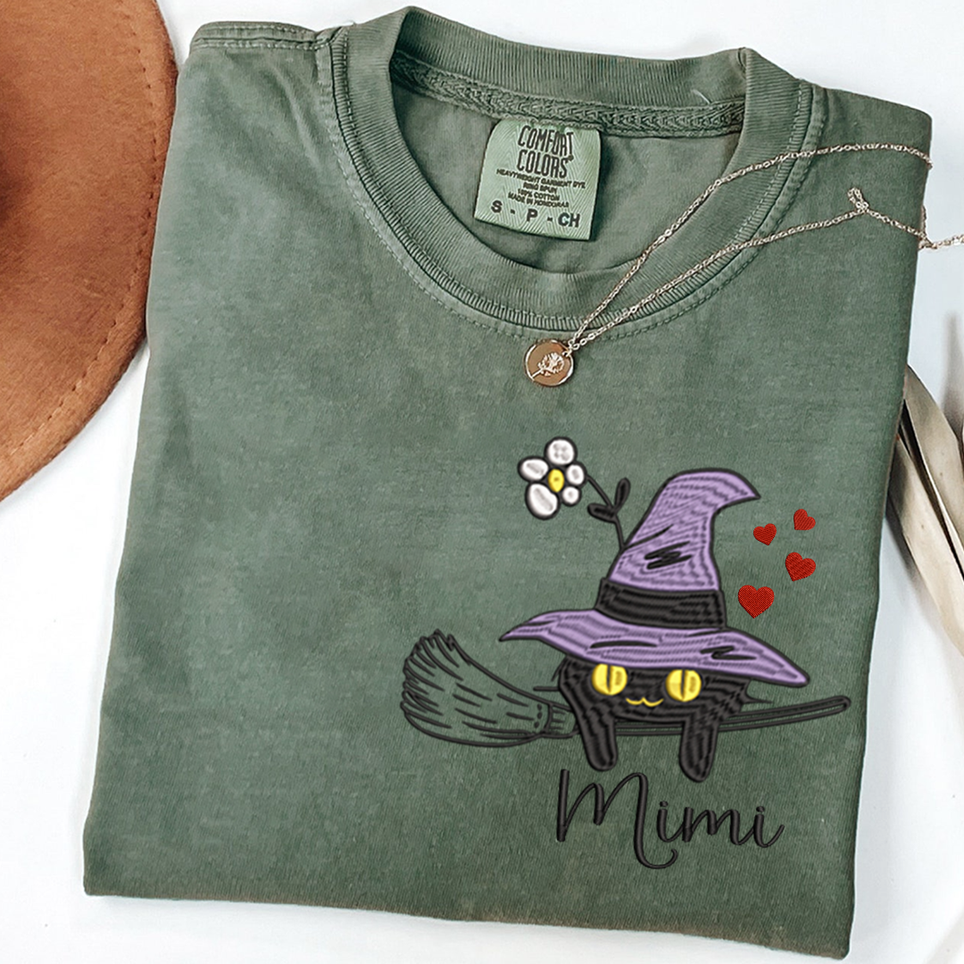 Comfort Colors® T-Shirt Personalized Grandma Cat Halloween, Gift for Mimi and Kids