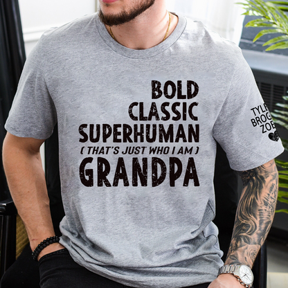 Bold Classic Superhuman Grandpa Shirt, Funny Grandpa T-Shirt Gift for Grandfather