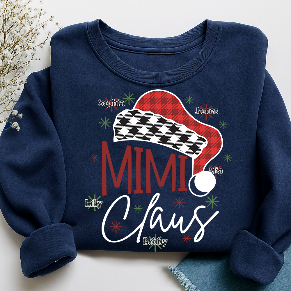 Personalized Mimi Claus Christmas Sweatshirt, Custom Grandma Shirt with Kids Names