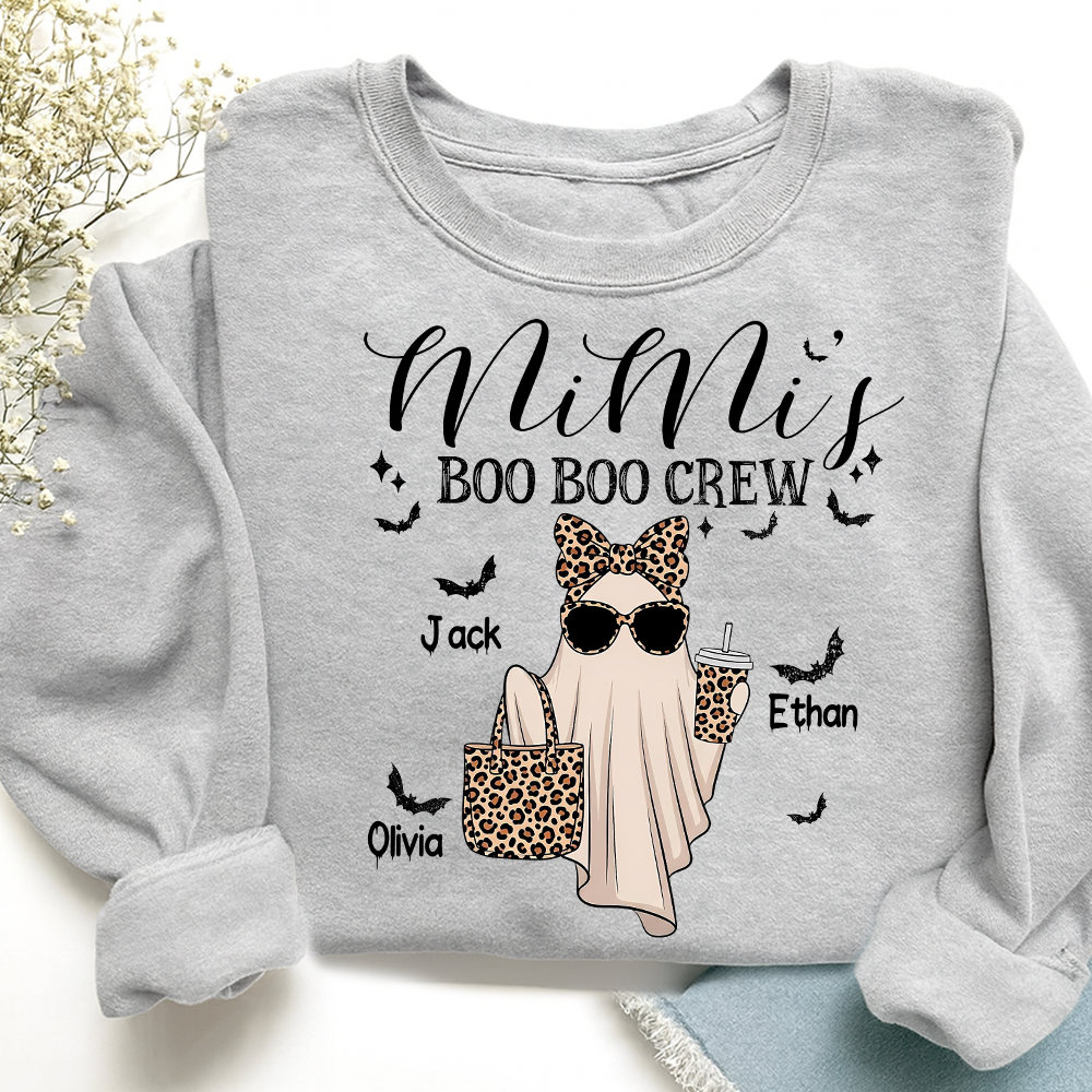 Mimi's Boo Crew Halloween Sweatshirt, Personalized Ghost Family Shirt for Grandma And Kids