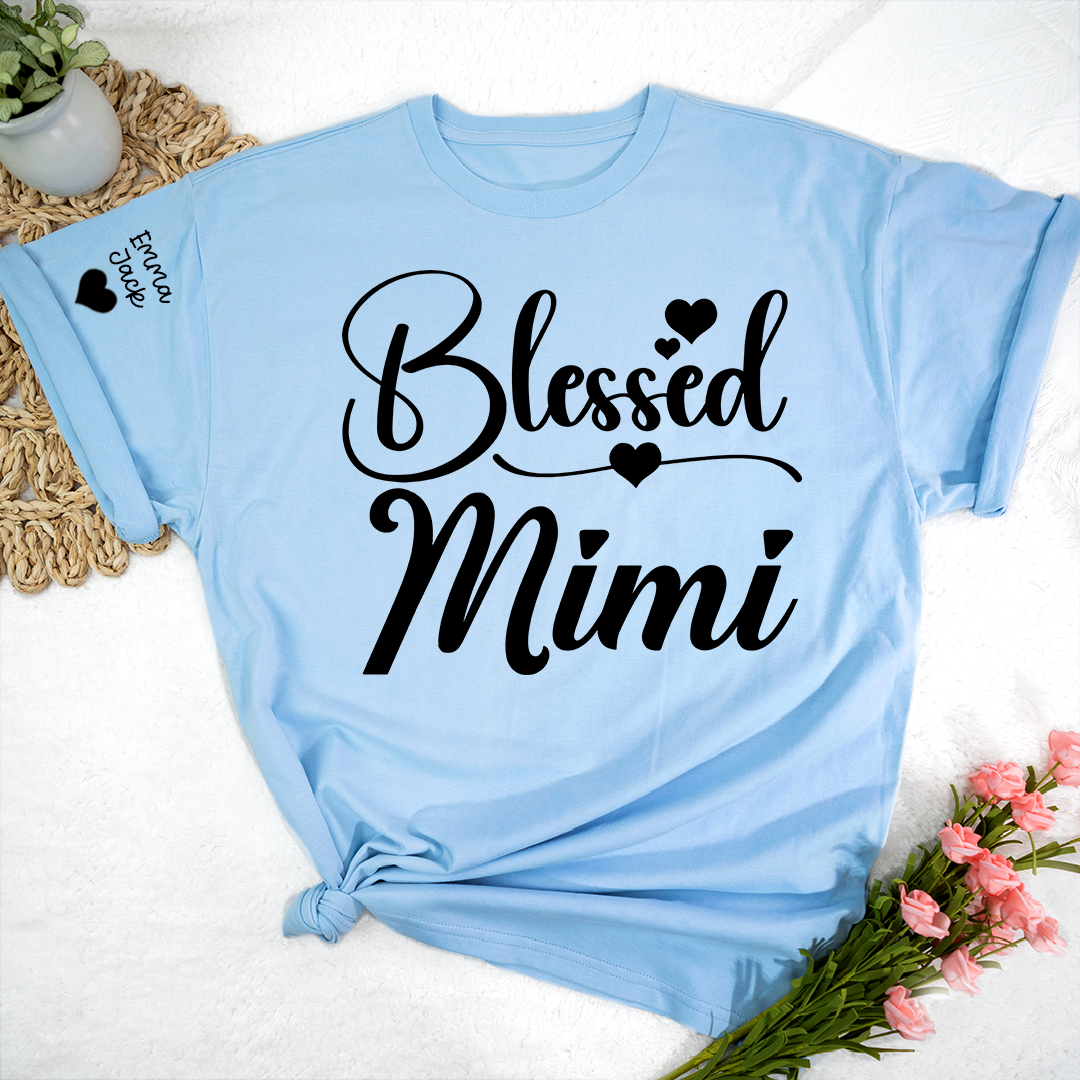 Blessed Mimi Shirt, Personalized Mimi T-Shirt with Custom Names and Cute Heart Design