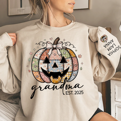 Personalized Floral Pumpkin Mimi Gifts, Floral Patchwork Mimi, Gifts for Grandma and Kids