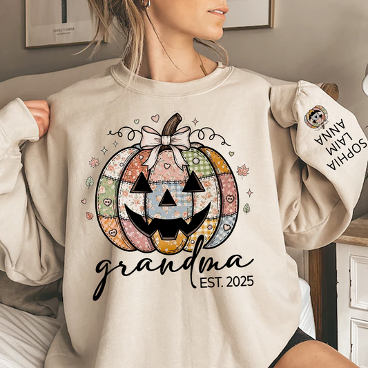 Personalized Floral Pumpkin Mimi Gifts, Floral Patchwork Mimi, Gifts for Grandma and Kids