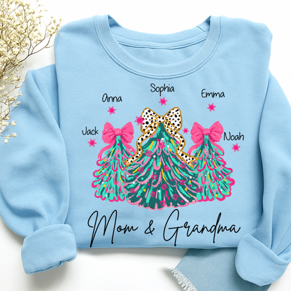 Personalized Mom & Grandma Tree Christmas Sweatshirt, Customized Gifts for Grandma and Kids