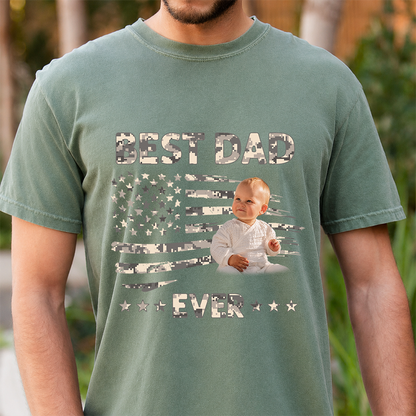 Best Dad Ever T-Shirt – Personalized Custom Baby Photo Gift for Father Papa Birthday Fathers Day