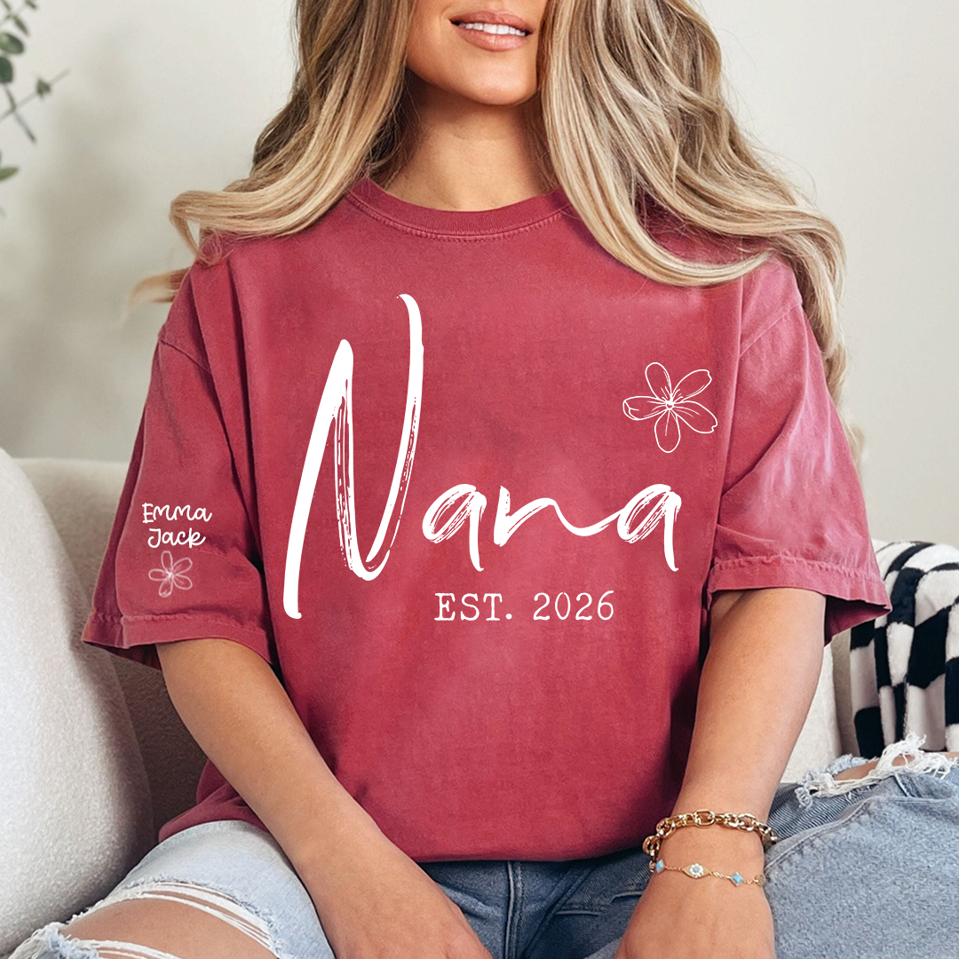 Custom Nana T Shirt Est 2026, Personalized Grandma Shirt, Minimalist Nana Name Tee, Family Gift for Nana from Grandkids