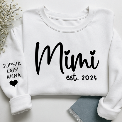 Personalized Mimi Sweatshirt, Custom Est. 2025 Grandma Gift with Kids’ Names