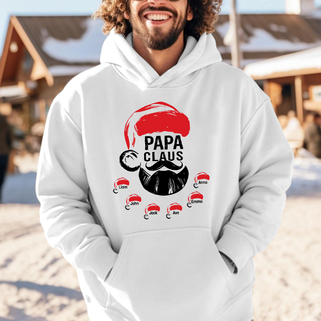 Custom Papa Claus Christmas, Gift For Papa And Kids Hoodie