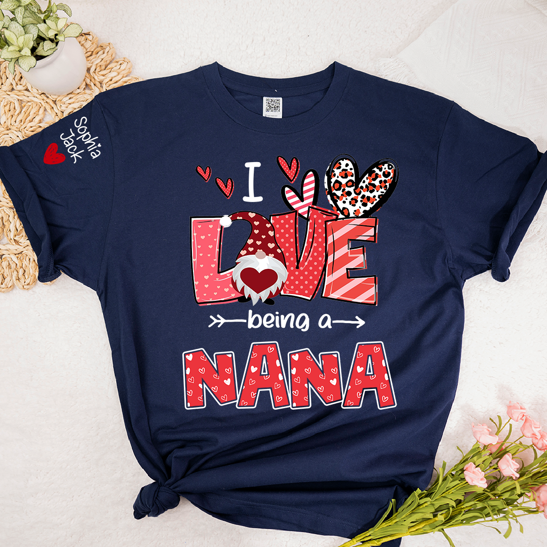 I Love Being Called Nana Sweatshirt, Heart Gnome Valentine Gift For Grandma And Her Grandchildren