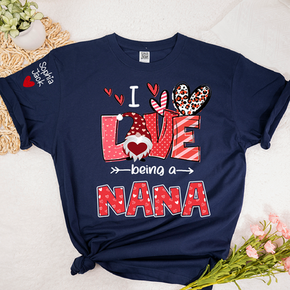 I Love Being Called Nana Sweatshirt, Heart Gnome Valentine Gift For Grandma And Her Grandchildren