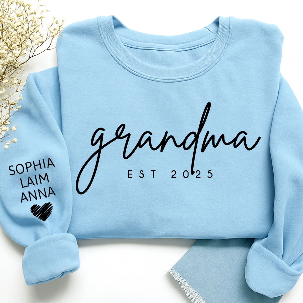 Personalized Grandma Est Sweatshirt, Gifts for Grandma, Custom Grandma and Grandchild Names