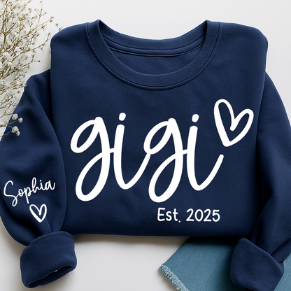 Gigi Sweatshirt with Custom Names, Heartwarming Gift For Grandma And Kids