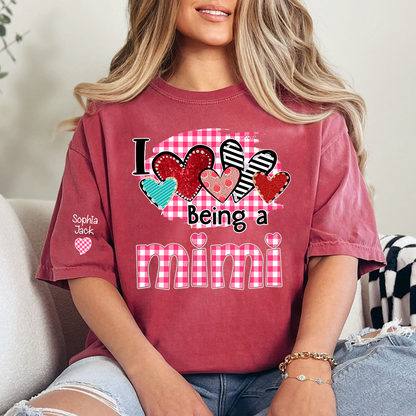 Valentine Mimi Crewneck T-shirt, Cute Heart Family Love Design, For Gift Grandma And Kids