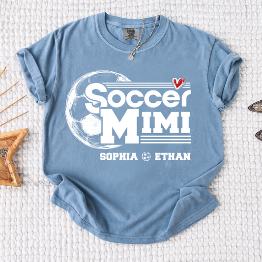Comfort Colors® Soccer Mimi Shirt, Personalized Grandma Tee, Customize with Names