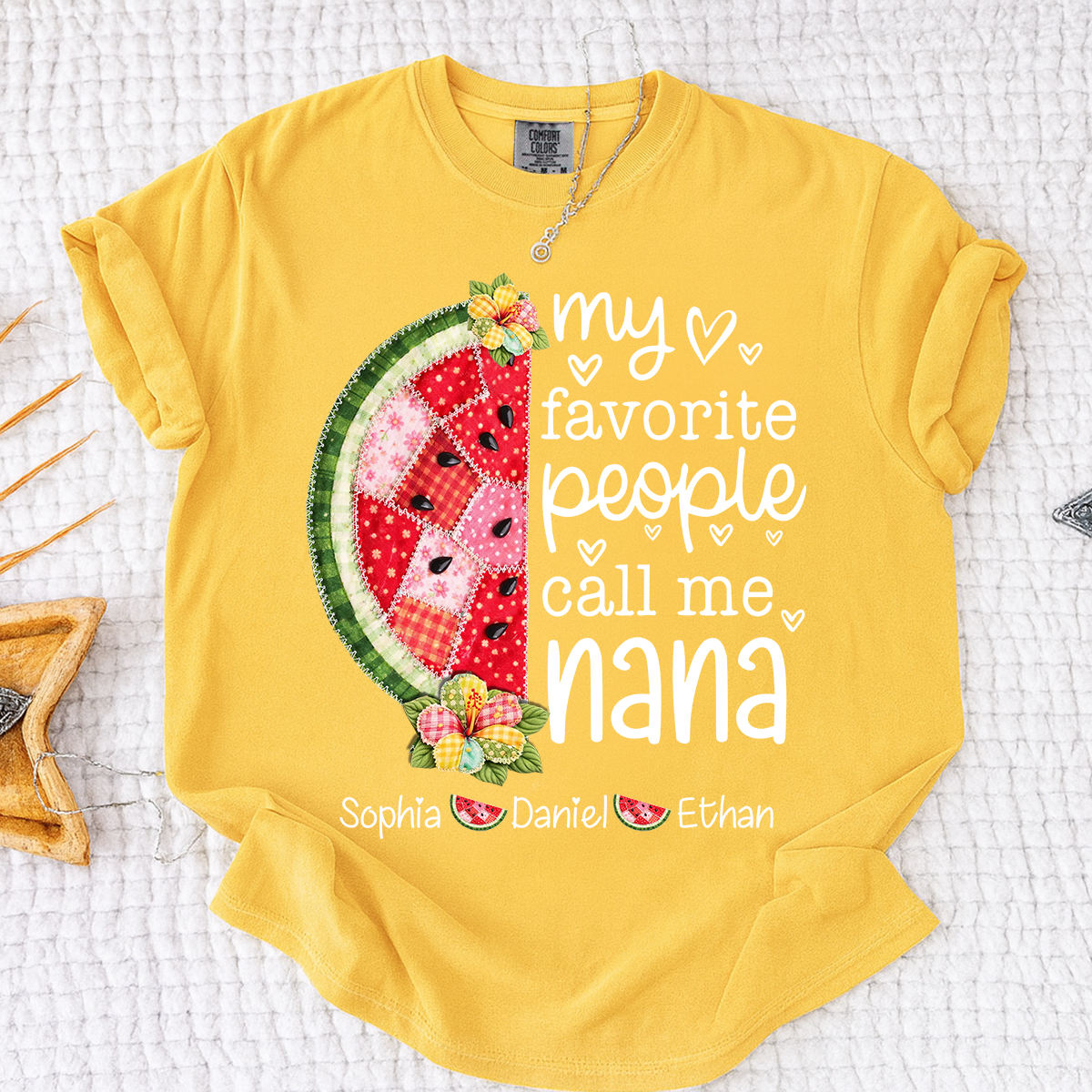 Comfort Colors® Personalized Nana T-Shirt My Favorite People Call Me with Names Watermelon Graphic Family Gift