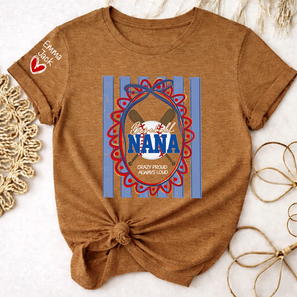 Custom Baseball Coquette Nana Shirt for Game Day, Personalized Kids Names Sports Grandma Tee