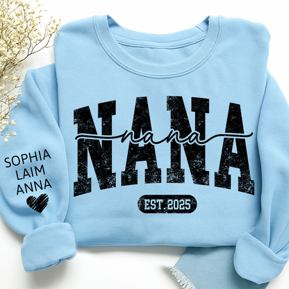 Personalized Nana Est. 2025 Custom Sweatshirt Gift For Grandma And Grandchild