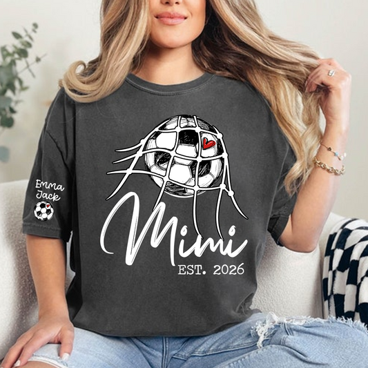 Children's Sports T-shirt, Custom Printed With Name, For Grandma, Soccer Mimi brand, Customizable With FoundingYear