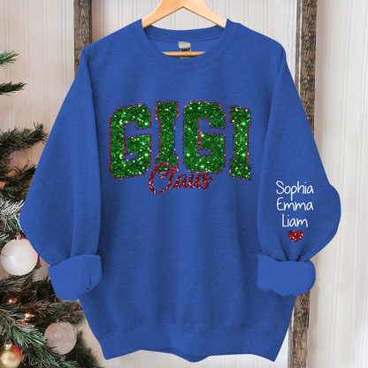 Custom Gigi Claus Green Christmas And Kids Sweatshirt