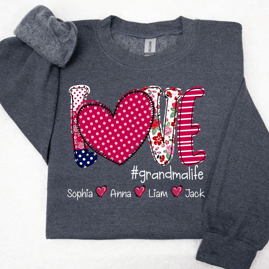 Valentine's Heart Day Custom Grandma And Kids LTP01 Sweatshirt