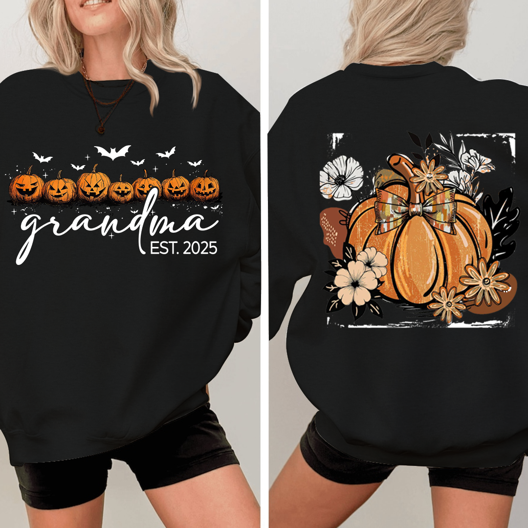 Vintage Autumn with Floral Fall Pumpkin, Custom Nicknames for Grandma and Kids