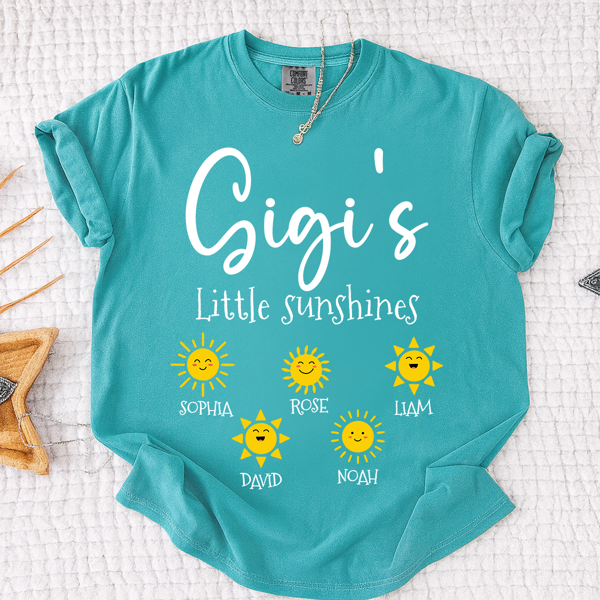 Comfort Colors® Personalized Gigi Shirt with Grandkids Names, Gigi's Little Sunshines Tee, Custom Grandma Shirt, Family Gift from Grandchildren