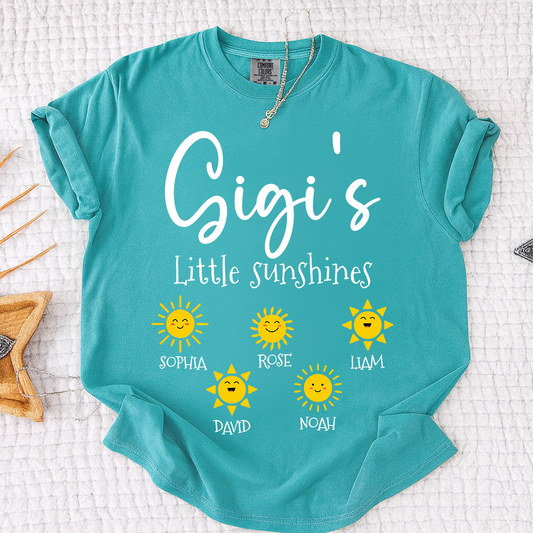 Comfort Colors® Personalized Gigi Shirt with Grandkids Names, Gigi's Little Sunshines Tee, Custom Grandma Shirt, Family Gift from Grandchildren