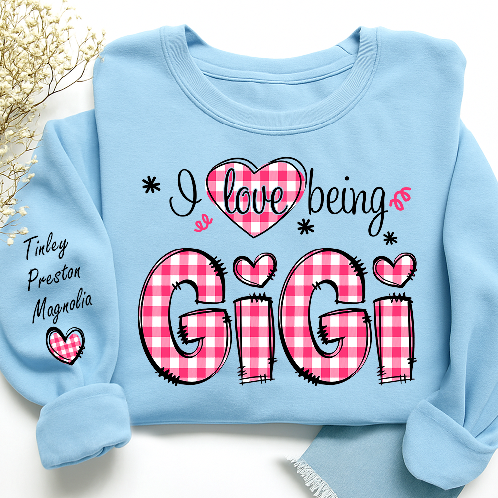 Personalized Grandma Valentine Sweatshirt, Custom Name Family Shirt, I Love Being Gigi Design