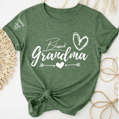 Blessed Grandma T-Shirt, Simple Heart Design with Custom Names