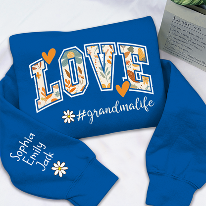 Customized Fall Grandma Life Pumpkin Sweatshirt, Personalized for Grandma And Kids