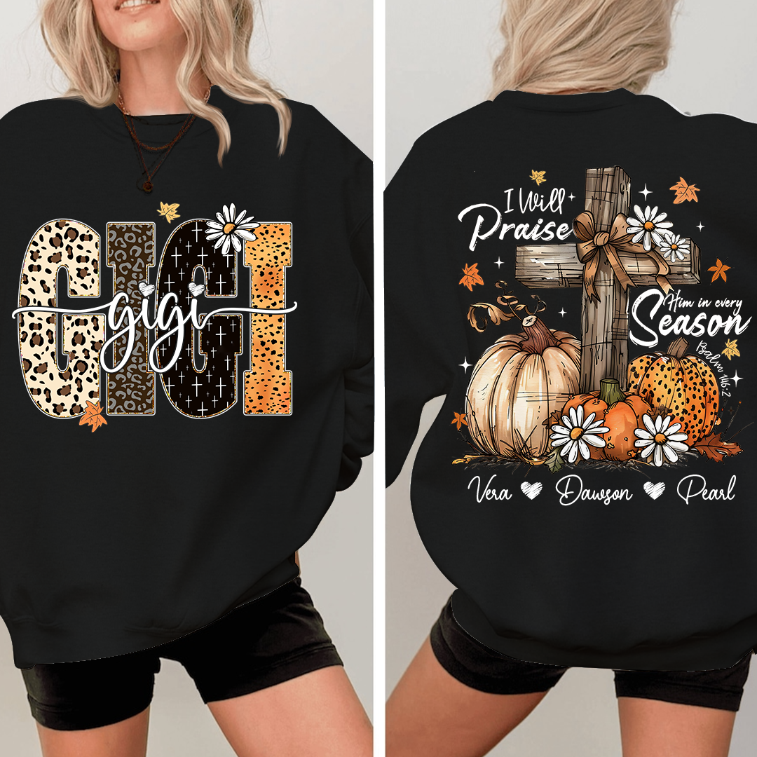 Floral Fall Shirt Design, Custom Gigi Gifts for Grandma and Kids