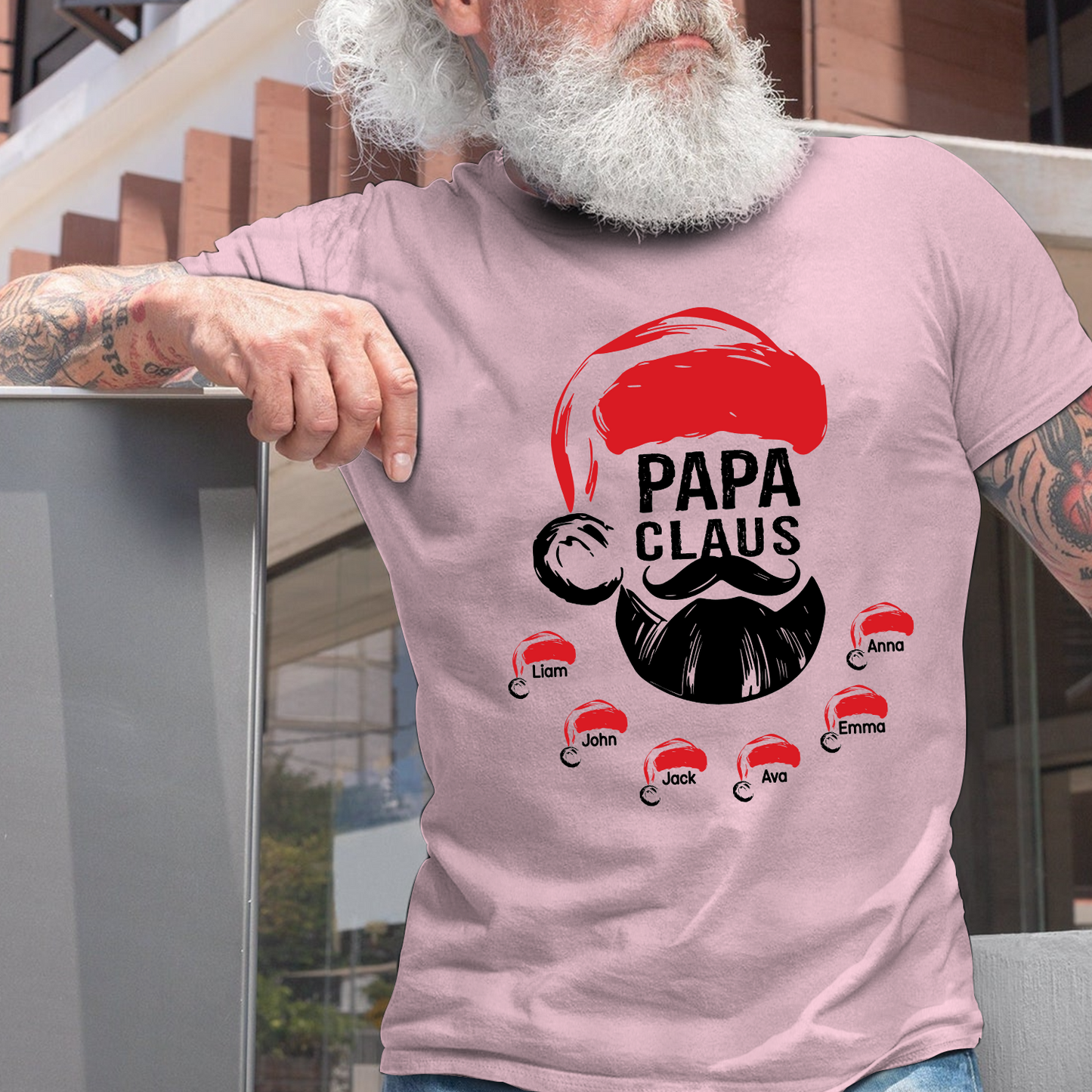 Custom Papa Claus Christmas, Gift For Papa And Kids T-Shirt