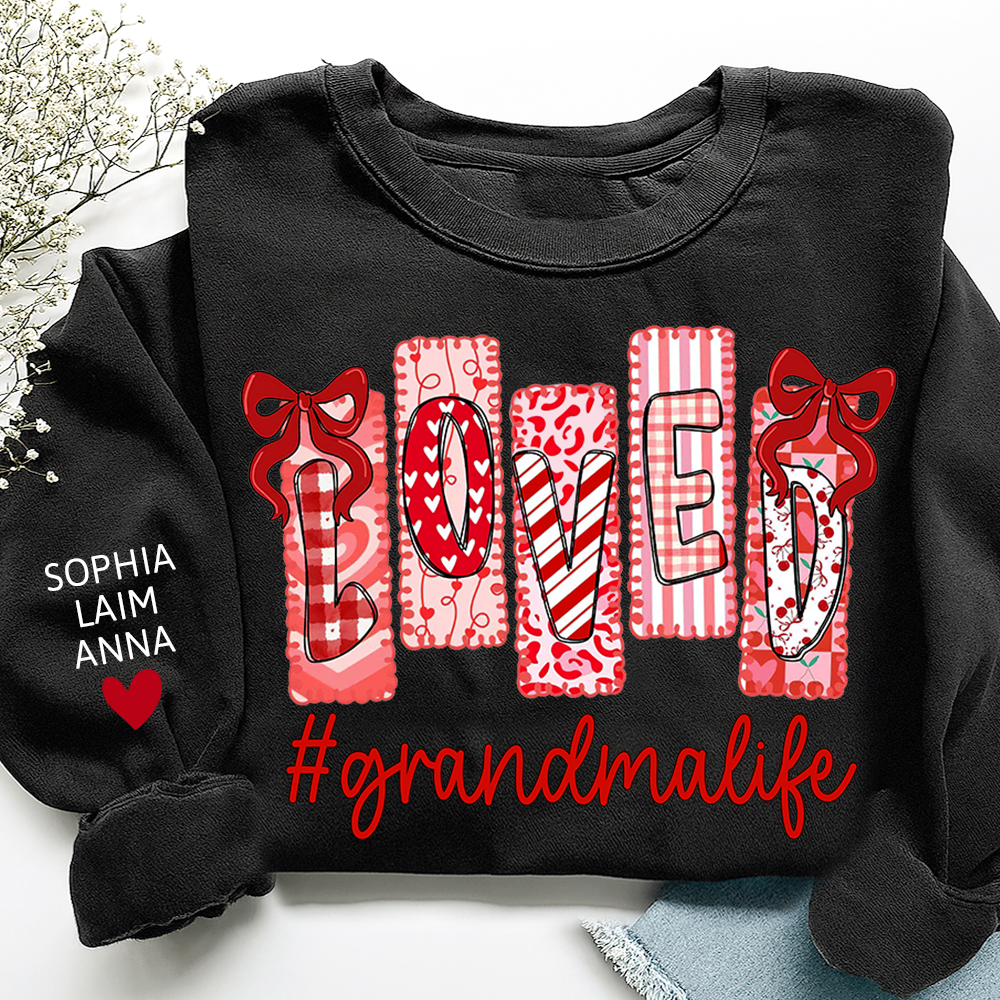 Personalized Love Grandma Life Sweatshirt, Custom Valentine Heart Design