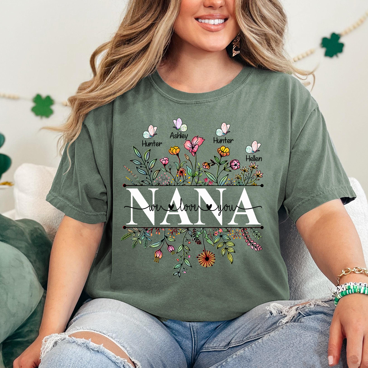 Comfort Colors® Wildflowers Grandma We Love You Shirt, Custom Grandma And Grandkids Shirt