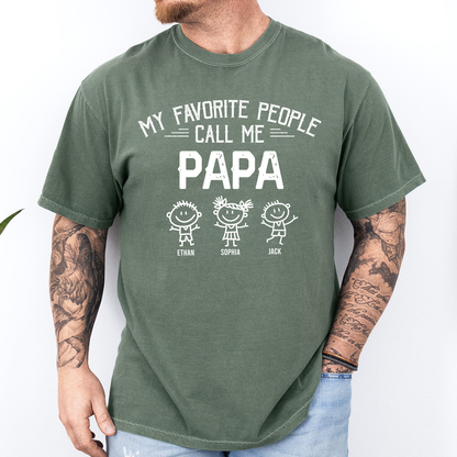Personalized Grandpa Shirt with Kids Names, My Favorite People Call Me Grandpa Tee, Custom Grandfather Gift for Father's Day Birthday